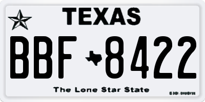 TX license plate BBF8422