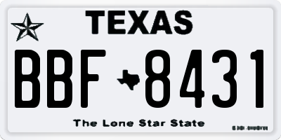 TX license plate BBF8431