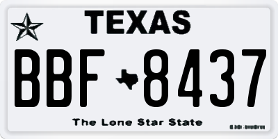 TX license plate BBF8437