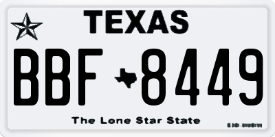 TX license plate BBF8449
