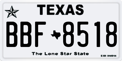 TX license plate BBF8518
