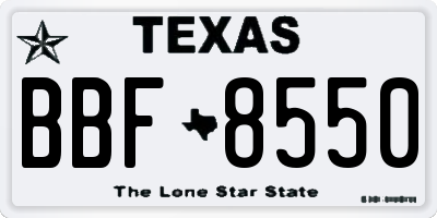 TX license plate BBF8550