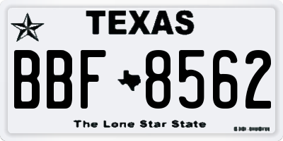 TX license plate BBF8562