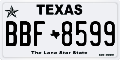 TX license plate BBF8599
