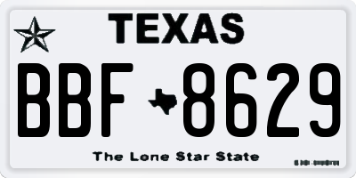 TX license plate BBF8629