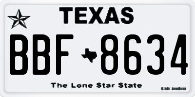 TX license plate BBF8634