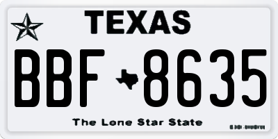 TX license plate BBF8635