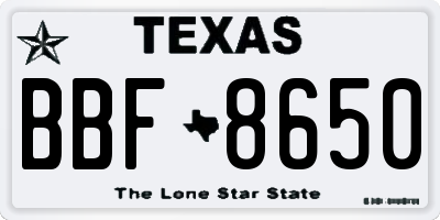 TX license plate BBF8650