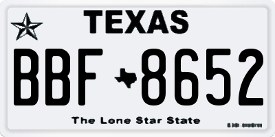 TX license plate BBF8652