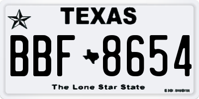 TX license plate BBF8654