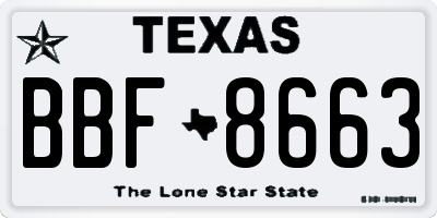 TX license plate BBF8663