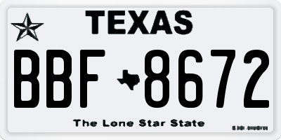 TX license plate BBF8672
