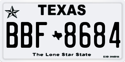 TX license plate BBF8684