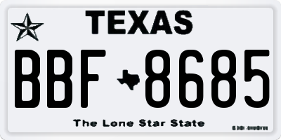TX license plate BBF8685