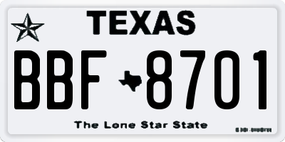 TX license plate BBF8701