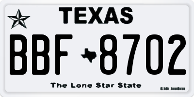 TX license plate BBF8702