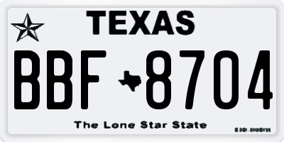 TX license plate BBF8704