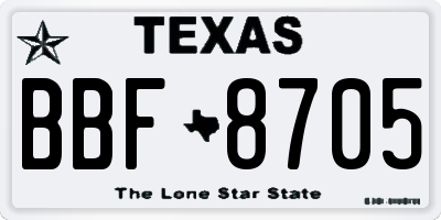 TX license plate BBF8705