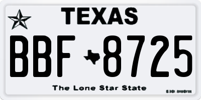TX license plate BBF8725