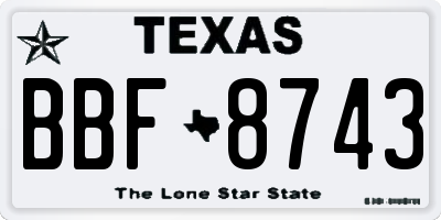 TX license plate BBF8743