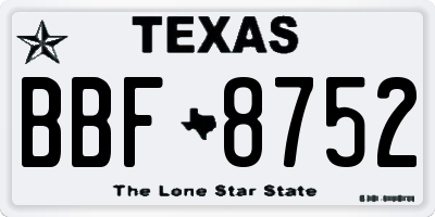 TX license plate BBF8752