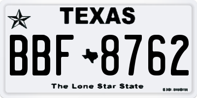 TX license plate BBF8762
