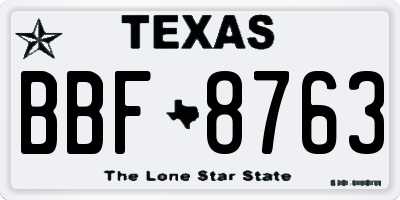 TX license plate BBF8763