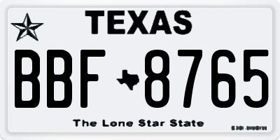 TX license plate BBF8765
