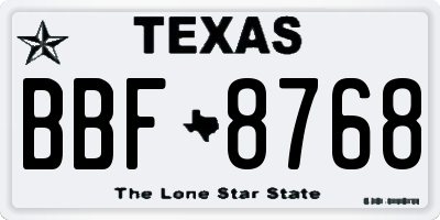 TX license plate BBF8768