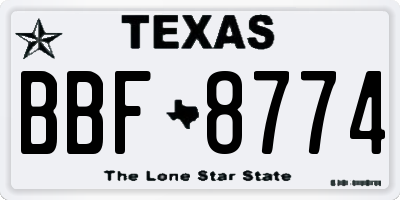 TX license plate BBF8774