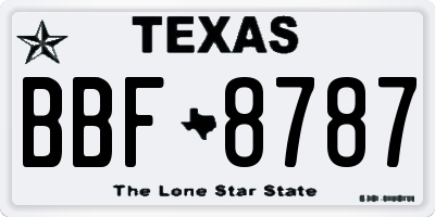 TX license plate BBF8787