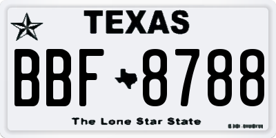 TX license plate BBF8788