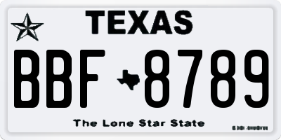 TX license plate BBF8789