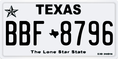 TX license plate BBF8796