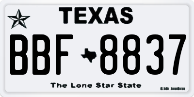 TX license plate BBF8837