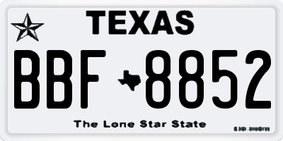 TX license plate BBF8852