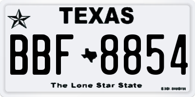 TX license plate BBF8854