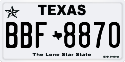 TX license plate BBF8870