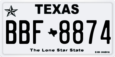 TX license plate BBF8874