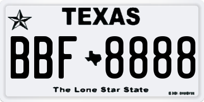 TX license plate BBF8888