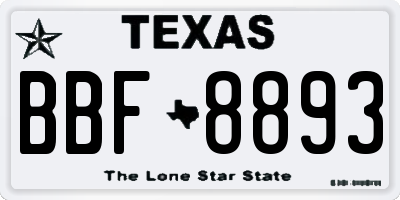 TX license plate BBF8893