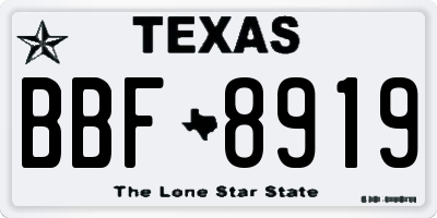 TX license plate BBF8919