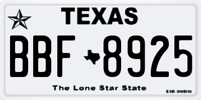 TX license plate BBF8925
