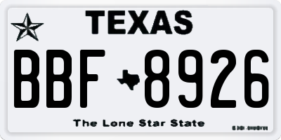 TX license plate BBF8926