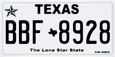 TX license plate BBF8928