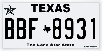 TX license plate BBF8931