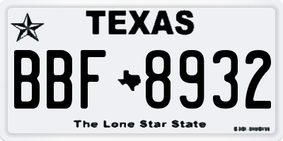 TX license plate BBF8932