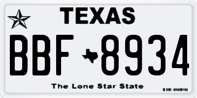 TX license plate BBF8934