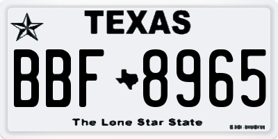 TX license plate BBF8965