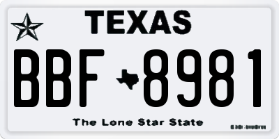 TX license plate BBF8981